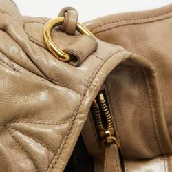 Miu Miu Light Green Matelassé Leather Coffer Hobo