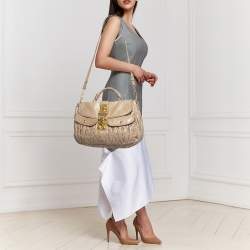 Miu Miu Light Green Matelassé Leather Coffer Hobo