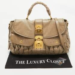 Miu Miu Light Green Matelassé Leather Coffer Hobo