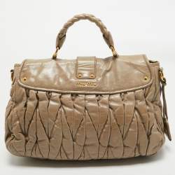 Miu Miu Light Green Matelassé Leather Coffer Hobo