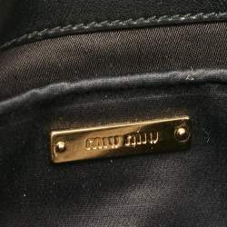 Miu Miu Black Leather Jewel Embellished Buckle Chain Clutch