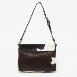 Miu Miu Brown/White Cow Print Calfhair and Leather Hobo