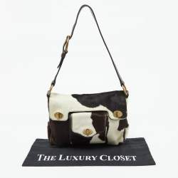 Miu Miu Brown/White Cow Print Calfhair and Leather Hobo