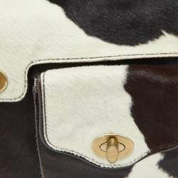 Miu Miu Brown/White Cow Print Calfhair and Leather Hobo