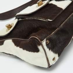 Miu Miu Brown/White Cow Print Calfhair and Leather Hobo