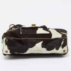 Miu Miu Brown/White Cow Print Calfhair and Leather Hobo