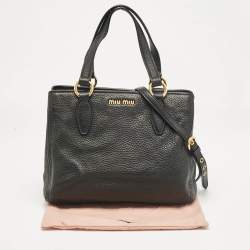 Miu Miu Black Leather Middle Zip Tote