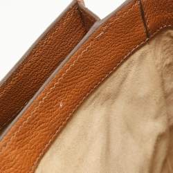 Miu Miu Brown Madras Leather Pushlock Flap Top Handle Bag