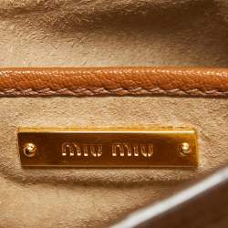 Miu Miu Brown Madras Leather Pushlock Flap Top Handle Bag