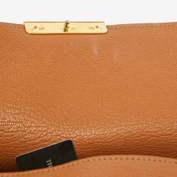 Miu Miu Brown Madras Leather Pushlock Flap Top Handle Bag