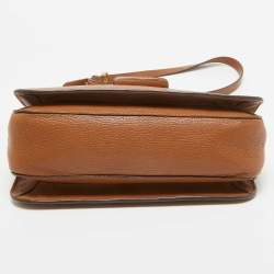 Miu Miu Brown Madras Leather Pushlock Flap Top Handle Bag