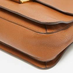 Miu Miu Brown Madras Leather Pushlock Flap Top Handle Bag