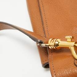Miu Miu Brown Madras Leather Pushlock Flap Top Handle Bag