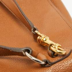 Miu Miu Brown Madras Leather Pushlock Flap Top Handle Bag