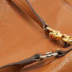 Miu Miu Brown Madras Leather Pushlock Flap Top Handle Bag