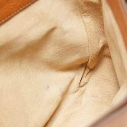 Miu Miu Brown Madras Leather Pushlock Flap Top Handle Bag