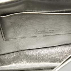 Miu Miu Metallic Grey Matelassé Leather Crystals Embellished Chain Clutch