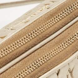 Miu Miu Gold Matelassé Leather Double Zip Crossbody Bag