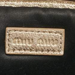Miu Miu Gold Matelassé Leather Double Zip Crossbody Bag