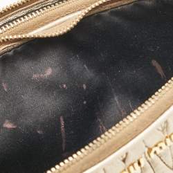 Miu Miu Gold Matelassé Leather Double Zip Crossbody Bag