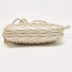 Miu Miu Gold Matelassé Leather Double Zip Crossbody Bag