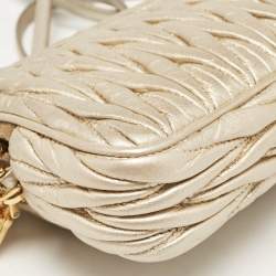 Miu Miu Gold Matelassé Leather Double Zip Crossbody Bag