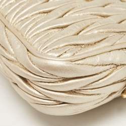 Miu Miu Gold Matelassé Leather Double Zip Crossbody Bag