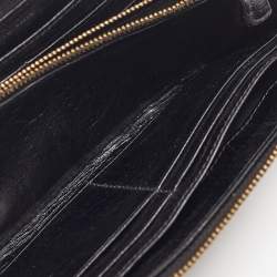 Miu Miu Black Crackled Glossy Leather Studded Continental Wallet