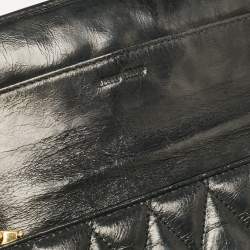 Miu Miu Black Glossy Leather Bow Flap Continental Wallet