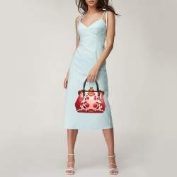 Miu Miu Multicolor Leather Floral Patchwork Frame Satchel