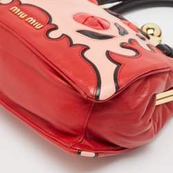 Miu Miu Multicolor Leather Floral Patchwork Frame Satchel