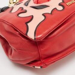 Miu Miu Multicolor Leather Floral Patchwork Frame Satchel