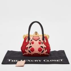 Miu Miu Multicolor Leather Floral Patchwork Frame Satchel