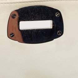 Miu Miu White Matelassé Leather Crystal Cloqué Flap Shoulder Bag