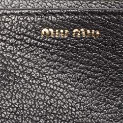 Miu Miu Cream/Black Lizard Embossed Leather Crossbody Bag