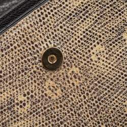 Miu Miu Cream/Black Lizard Embossed Leather Crossbody Bag