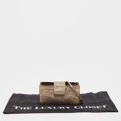 Miu Miu Cream/Black Lizard Embossed Leather Crossbody Bag
