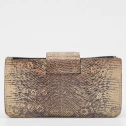 Miu Miu Cream/Black Lizard Embossed Leather Crossbody Bag