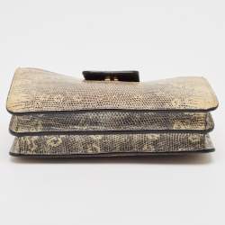 Miu Miu Cream/Black Lizard Embossed Leather Crossbody Bag