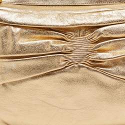 Miu Miu Gold Leather Pleated Zip Clutch