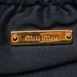 Miu Miu Gold Leather Pleated Zip Clutch