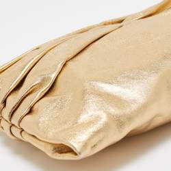 Miu Miu Gold Leather Pleated Zip Clutch