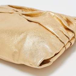 Miu Miu Gold Leather Pleated Zip Clutch