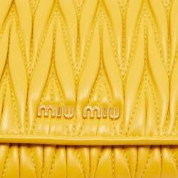 Miu Miu Mustard Matelassé Leather Flap Wallet On Chain