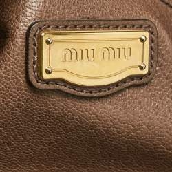 Miu Miu Brown/Beige Madras Leather Bicolor Tote