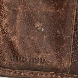 Miu Miu Dark Brown Matelassé Leather Clasp Lock Continental Wallet