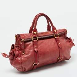 Miu Miu Rust Red Leather Bow Tote