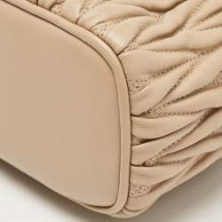 Miu Miu Beige Matelassé Leather Vanity Top Handle Bag