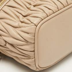 Miu Miu Beige Matelassé Leather Vanity Top Handle Bag
