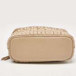 Miu Miu Beige Matelassé Leather Vanity Top Handle Bag